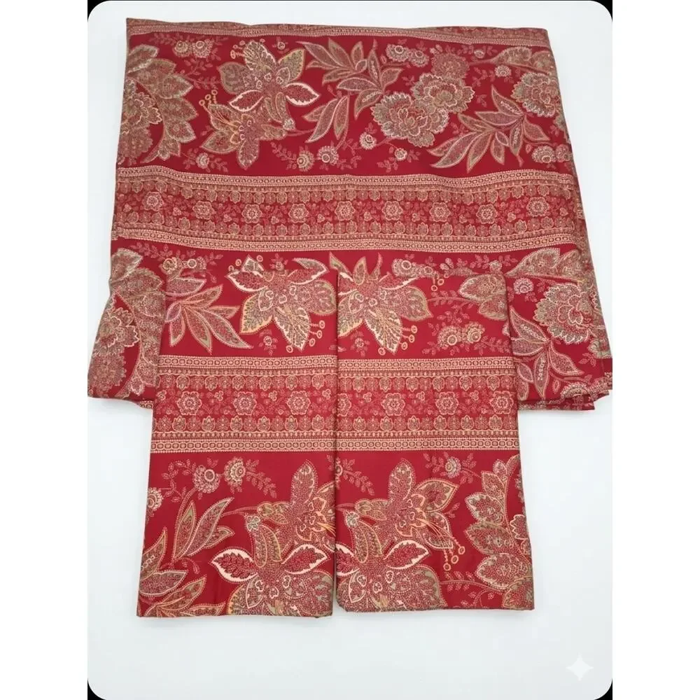 Pottery Barn Queen Duvet Cover With Euro Shams Red Paisley